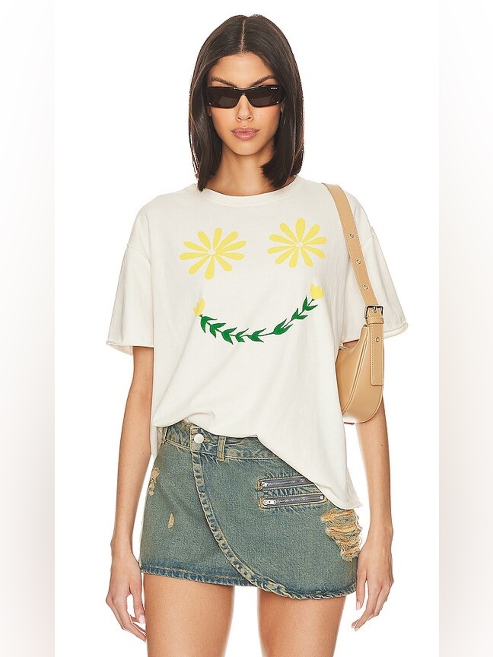 Free People Sunshine Smiles T-Shirt Cream